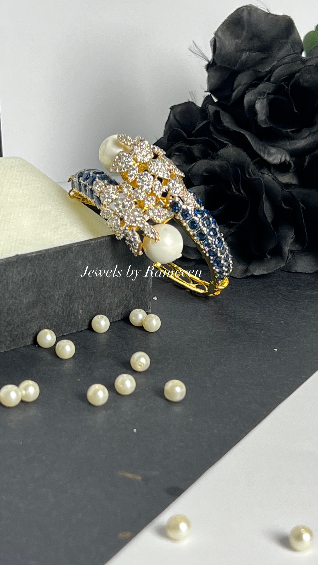 Floral kara with Pearls & Stones