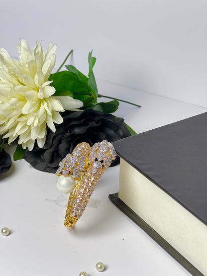Floral kara with Pearls & Stones
