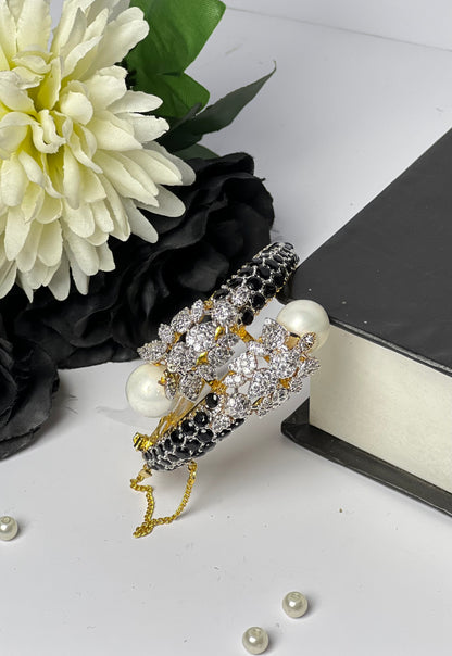 Floral kara with Pearls & Stones